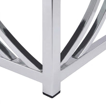 Glass Top End Table with Square Metal Frame for Living Room, Chrome