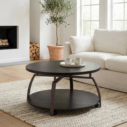 Dark Charcoal 2-Piece Round Coffee and End Table Set with Contemporary Style