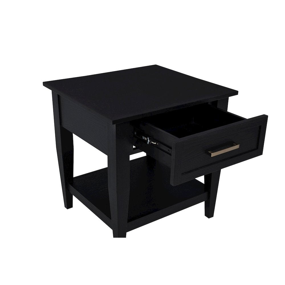 Lindenton 1-drawer Wood Occasional Side End Table Black