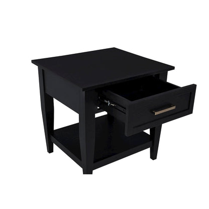 Lindenton 1-drawer Wood Occasional Side End Table Black