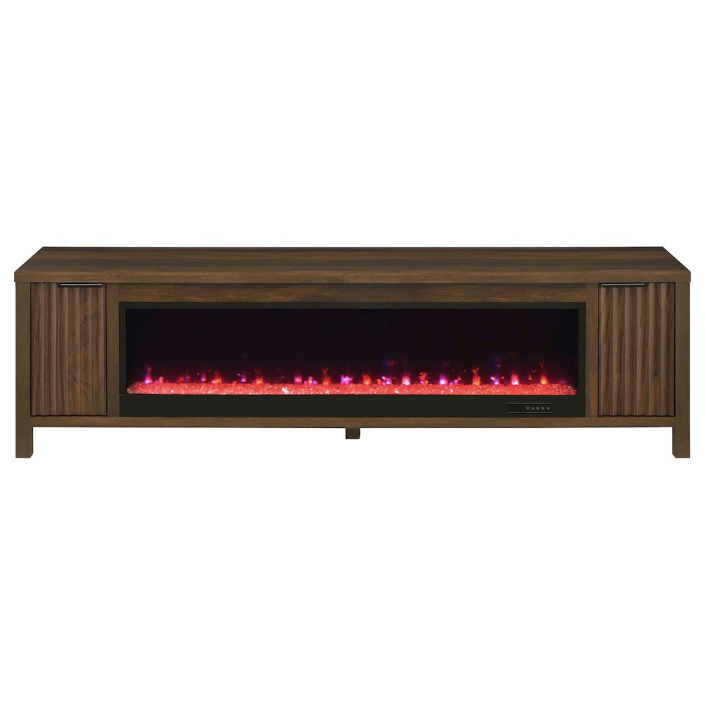 Carey 79-inch TV Stand Fireplace Media Console Dark Pine