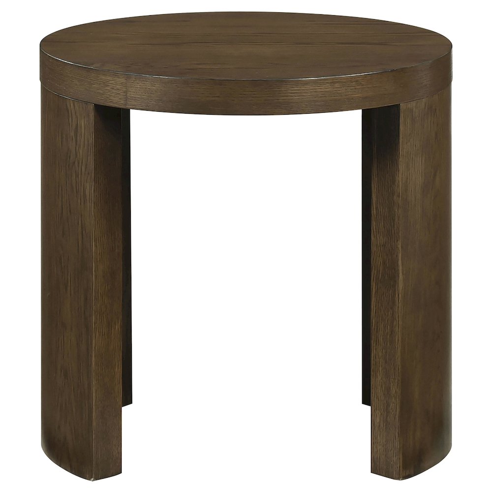 Sweeney 24-inch Round Wood Occasional Side End Table Dark Walnut