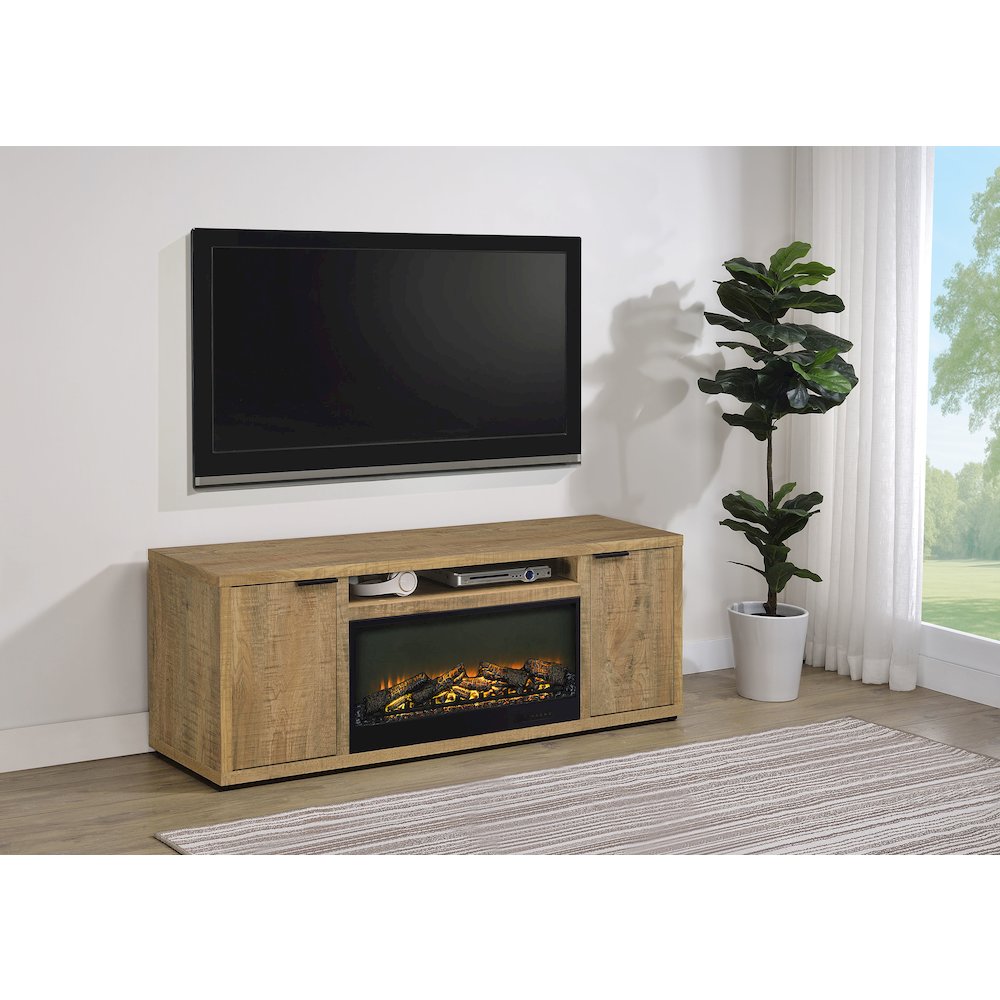 Fuller 60-inch 2-door TV Stand Fireplace Media Console Mango