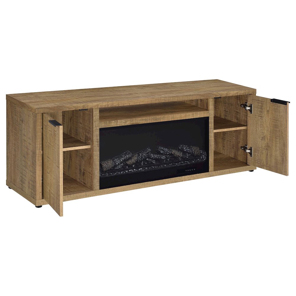Fuller 60-inch 2-door TV Stand Fireplace Media Console Mango