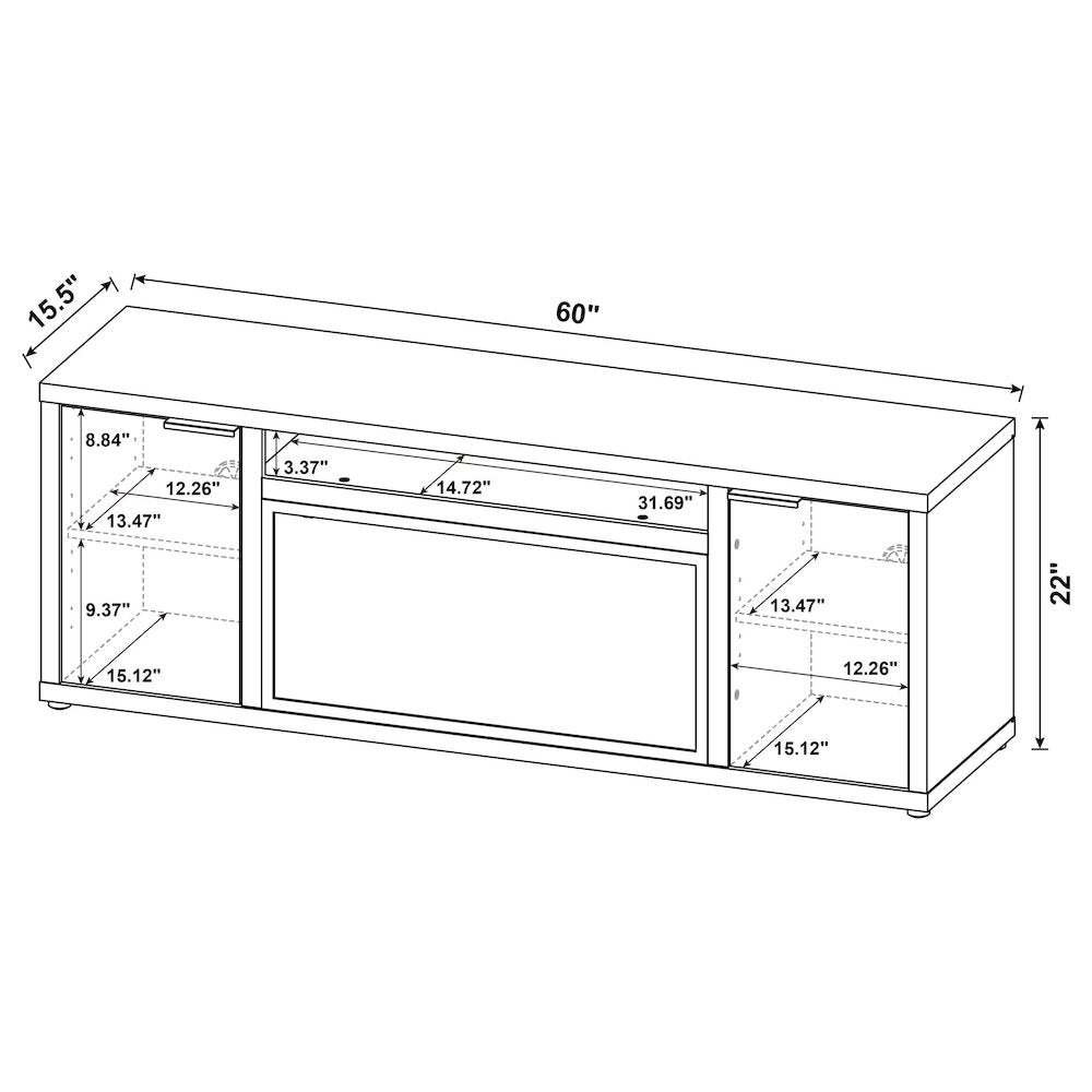 Fuller 60-inch 2-door TV Stand Fireplace Media Console Mango