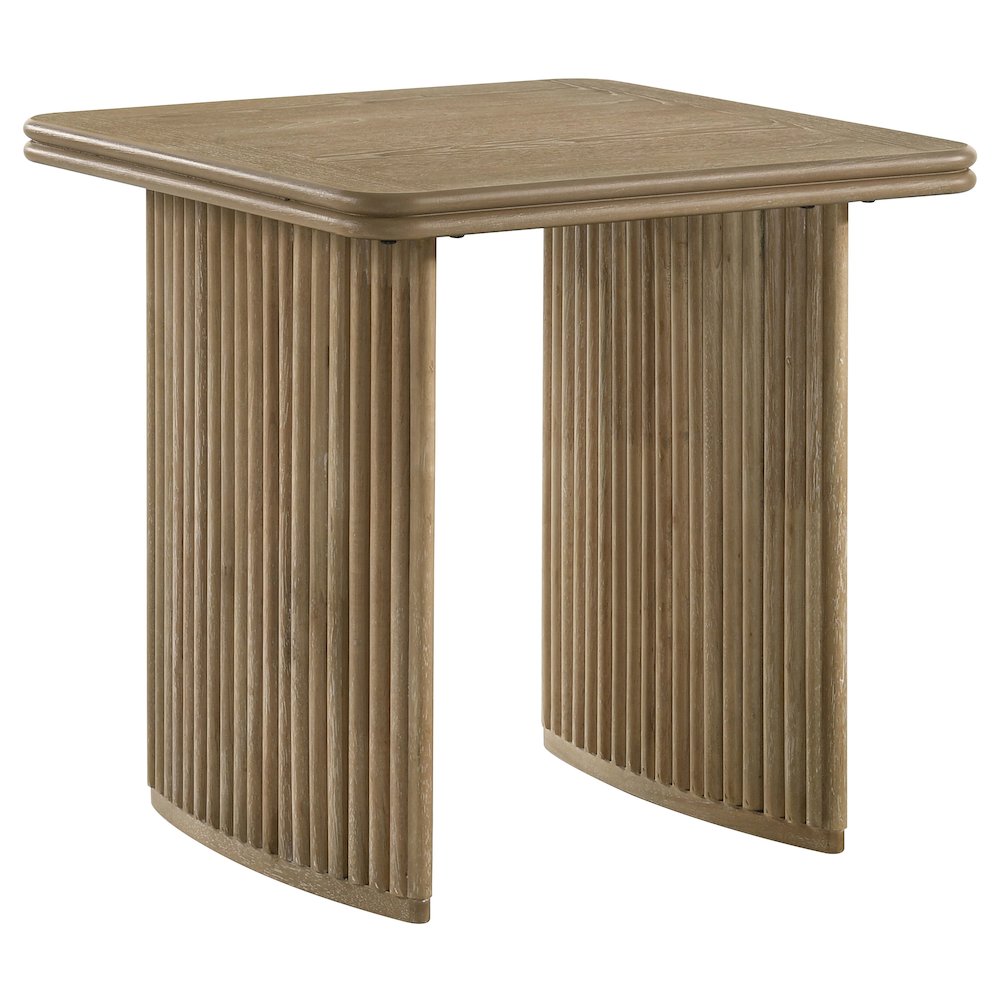 Adina Square Wood Side End Table Distressed Light Brown