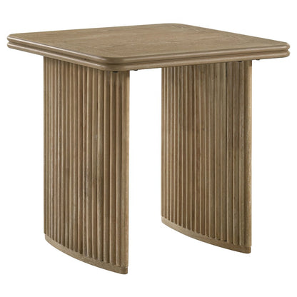 Adina Square Wood Side End Table Distressed Light Brown