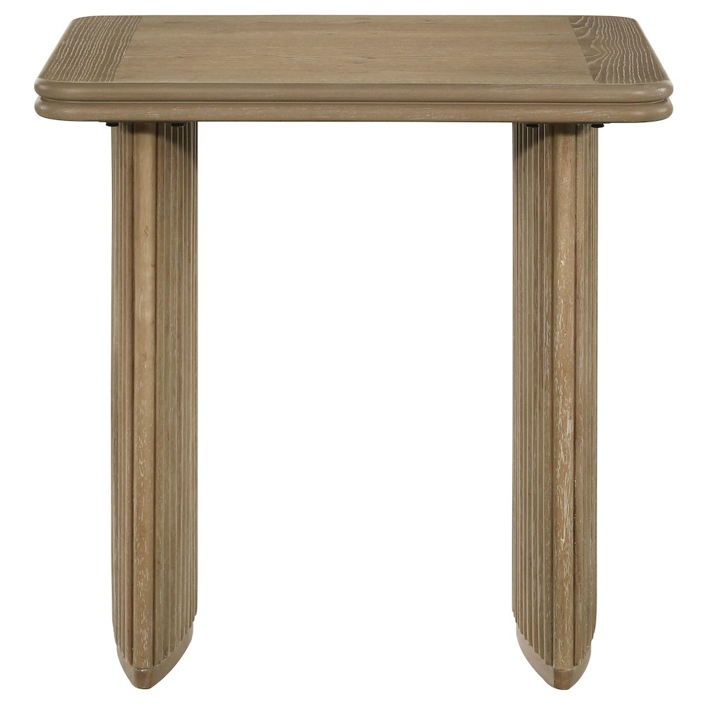 Adina Square Wood Side End Table Distressed Light Brown