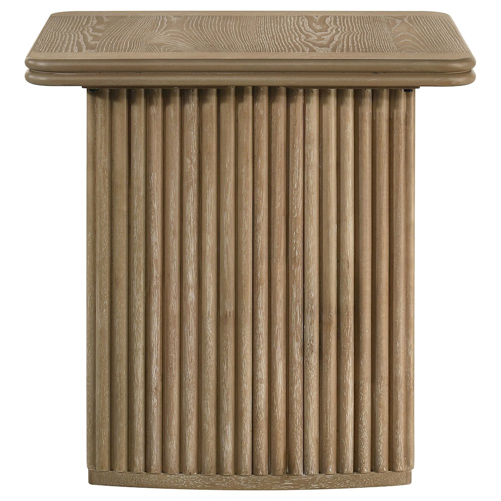 Adina Square Wood Side End Table Distressed Light Brown