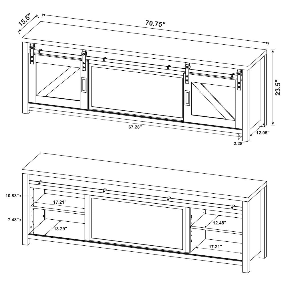 Enfield 71-inch TV Stand Fireplace Media Console Dark Pine