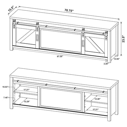 Enfield 71-inch TV Stand Fireplace Media Console Dark Pine