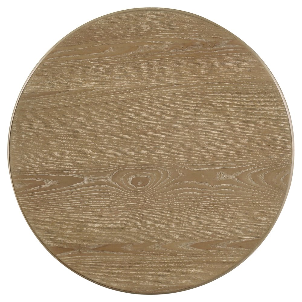 Adina Round Wood Side End Table Distressed Light Brown