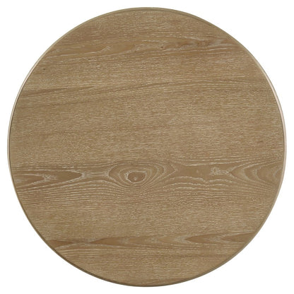 Adina Round Wood Side End Table Distressed Light Brown