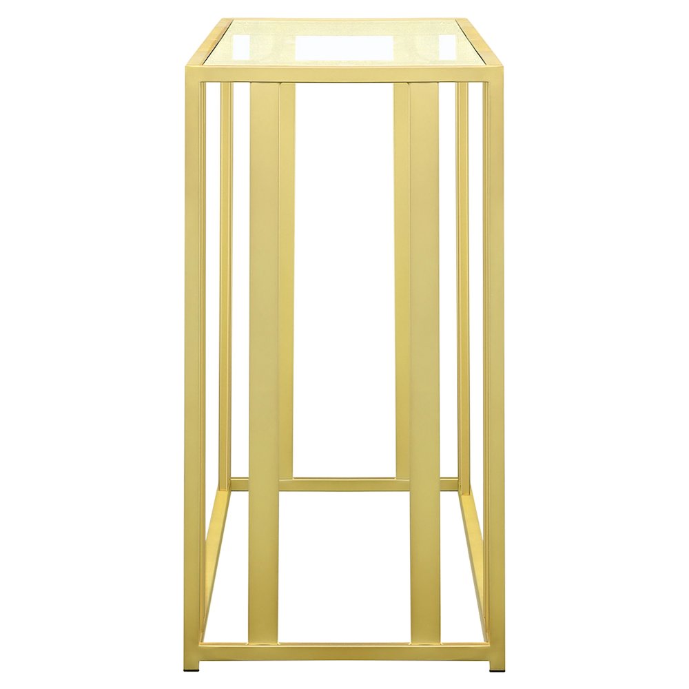 Adri Glass Top Entryway Sofa Console Table Matte Brass