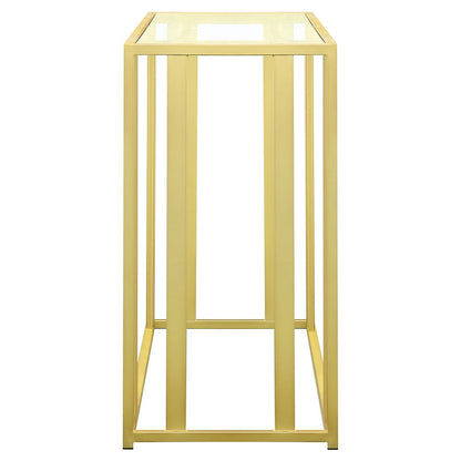 Adri Glass Top Entryway Sofa Console Table Matte Brass
