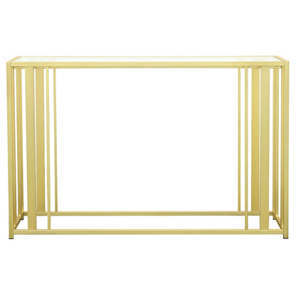 Adri Glass Top Entryway Sofa Console Table Matte Brass