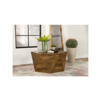Zalika Hexagonal Solid Mango Wood Coffee Table Natural