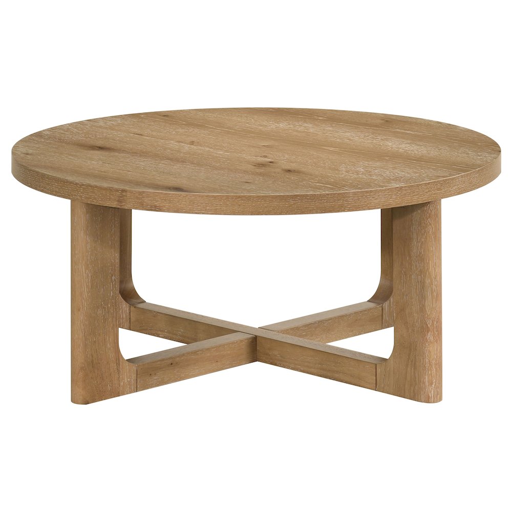 Kessler Round Sculptural Wood Coffee Table Light Oak