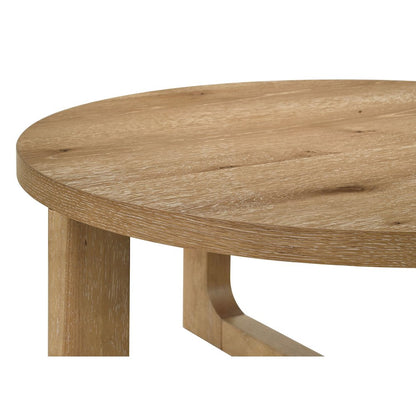 Kessler Round Sculptural Wood Coffee Table Light Oak