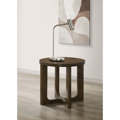 Kessler Round Sculptural Wood End Table Brown