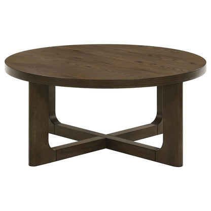 Kessler 2-piece Round Sculptural Wood Coffee Table Set Brown