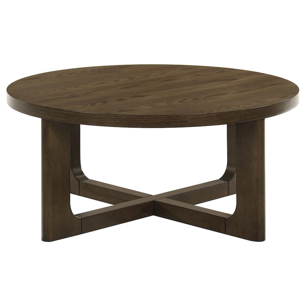 Kessler 2-piece Round Sculptural Wood Coffee Table Set Brown