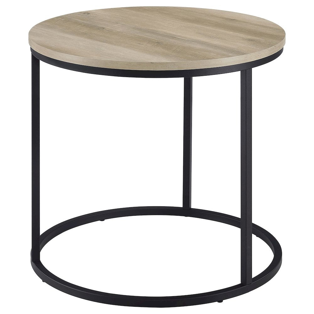 Lainey Round Occasional Side End Table Distressed Pine