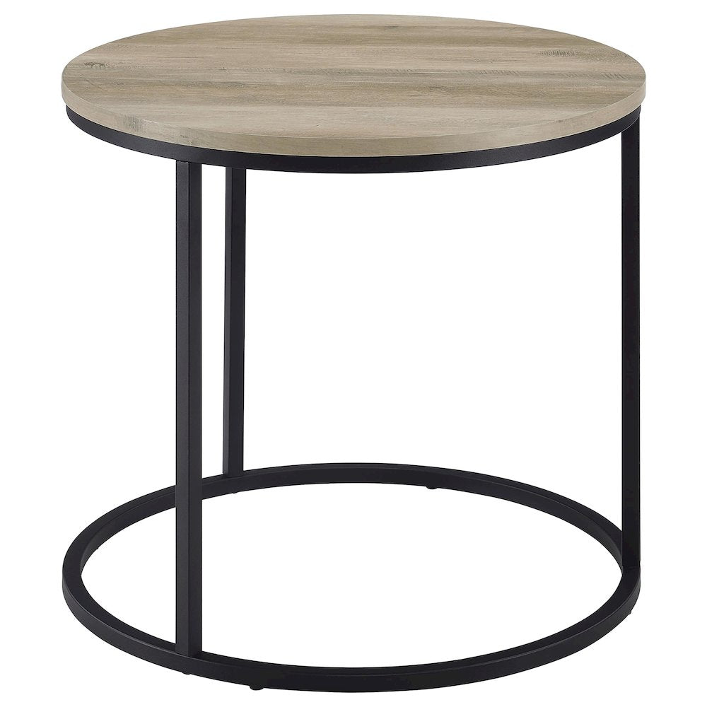 Lainey Round Occasional Side End Table Distressed Pine