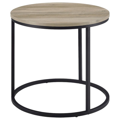 Lainey Round Occasional Side End Table Distressed Pine