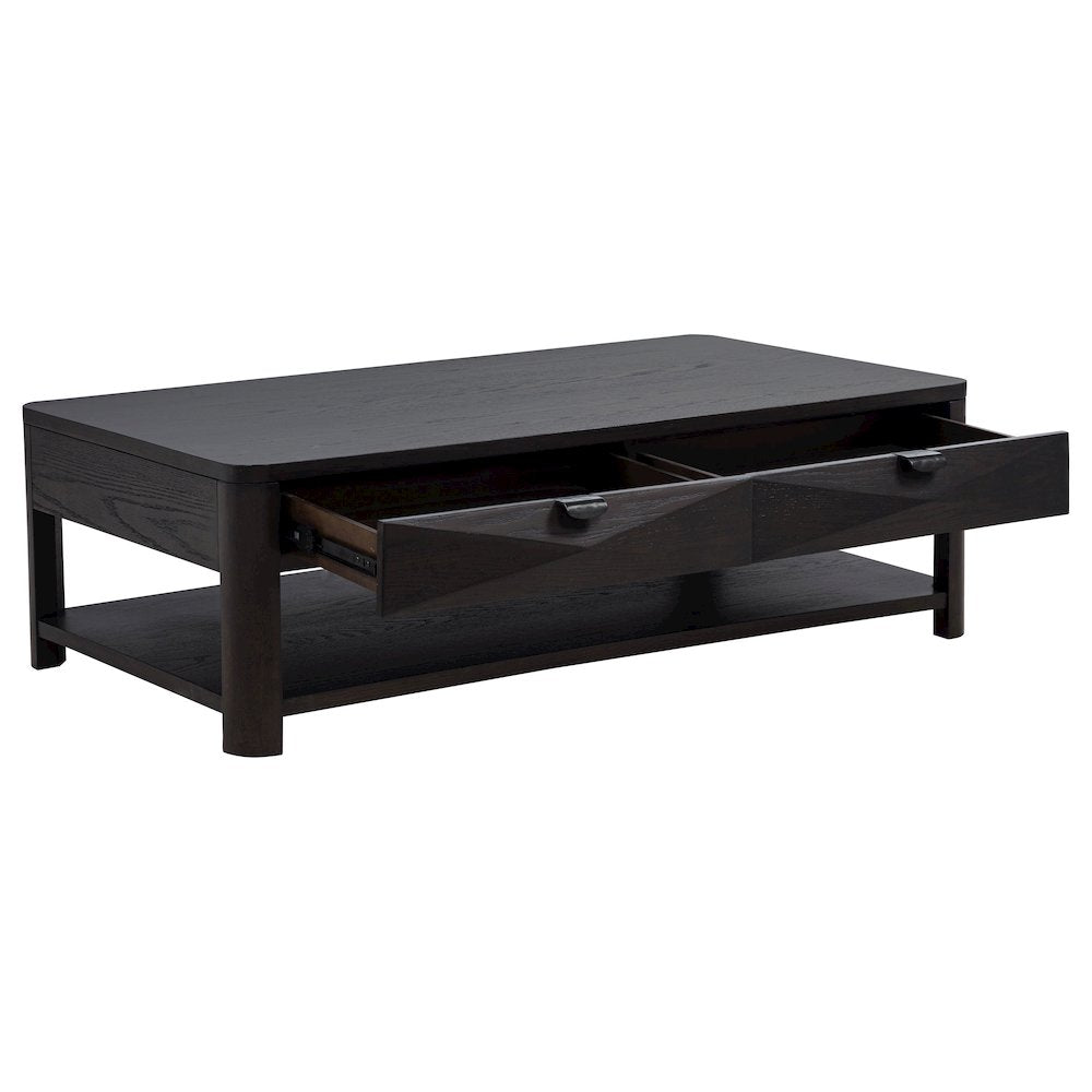 Marcelo Wood Coffee Table with 2 Drawers and Shelf Coffee