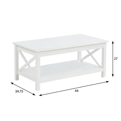 White 2-Piece Rectangular Lift Top Coffee Table Set with Coastal Style