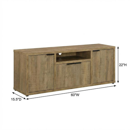 TV stand with Engineered Wood and Walnut Veneers, Farmhouse Style