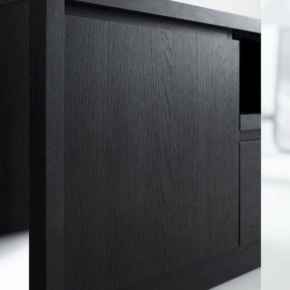 Black 2-Door TV Stand Media Console with Contemporary Style and Engineered Wood