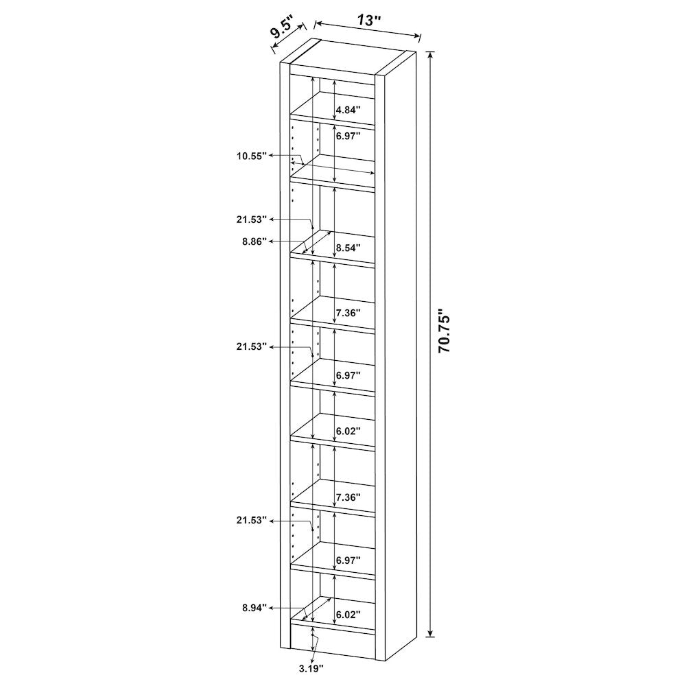 Eliam 71-inch 9-shelf Bookcase Cappuccino