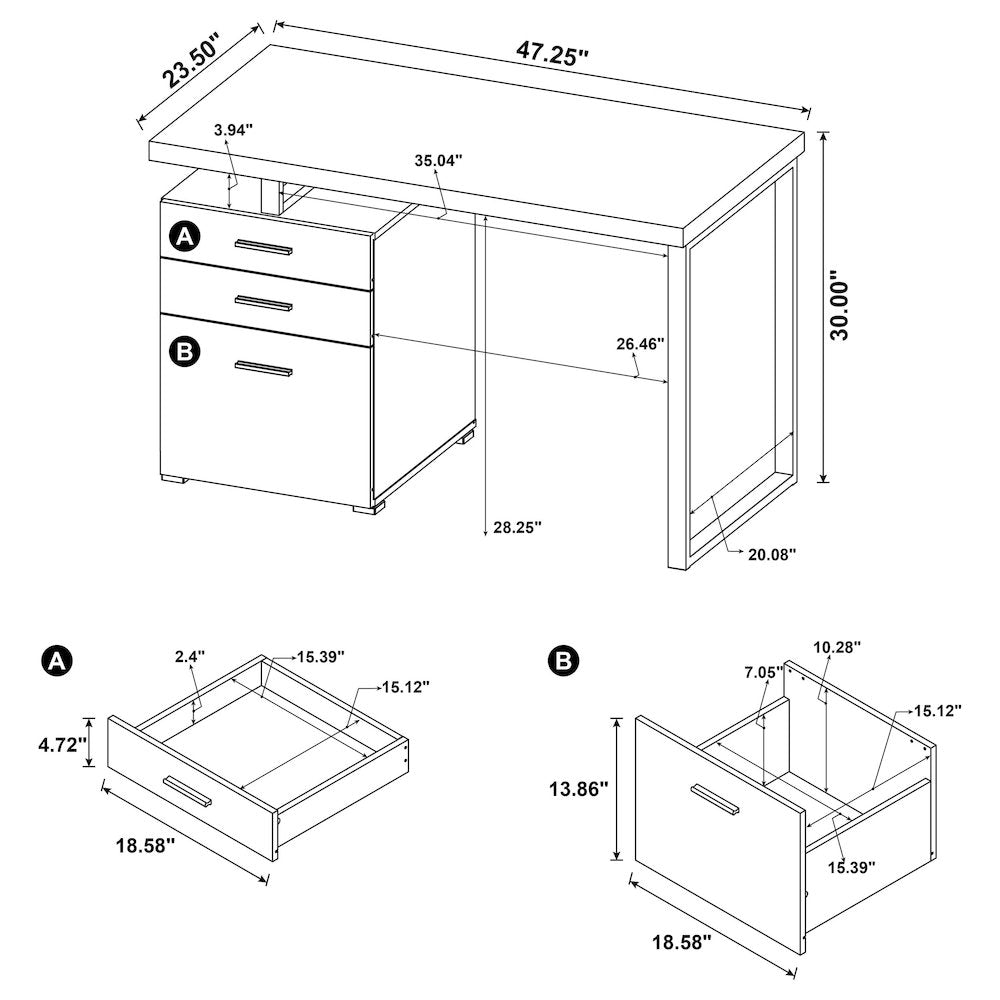 Brennan 47-inch 3-drawer Office Computer Desk Cappuccino