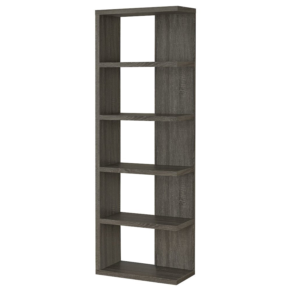 Harrison 71-inch 5-shelf Bookshelf Weathered Grey
