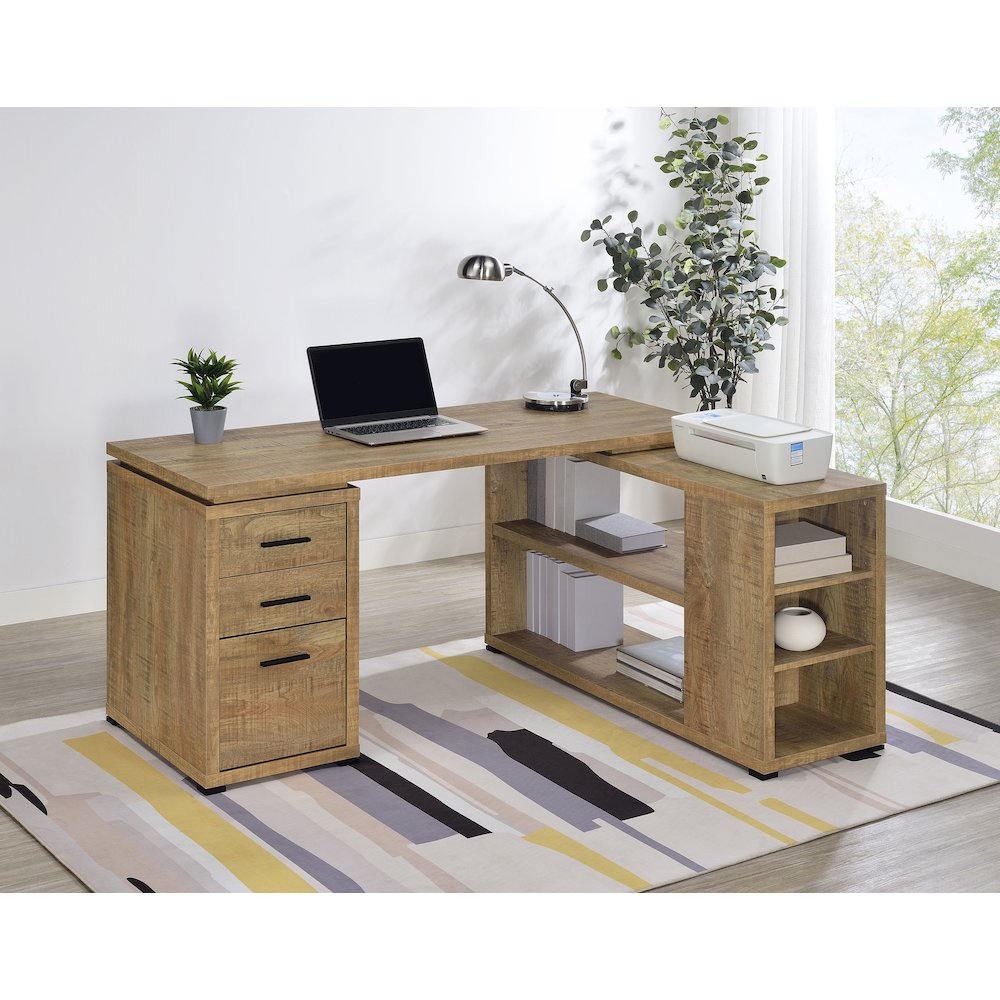 Yvette 60-inch 3-drawer L-Shape Computer Desk Mango