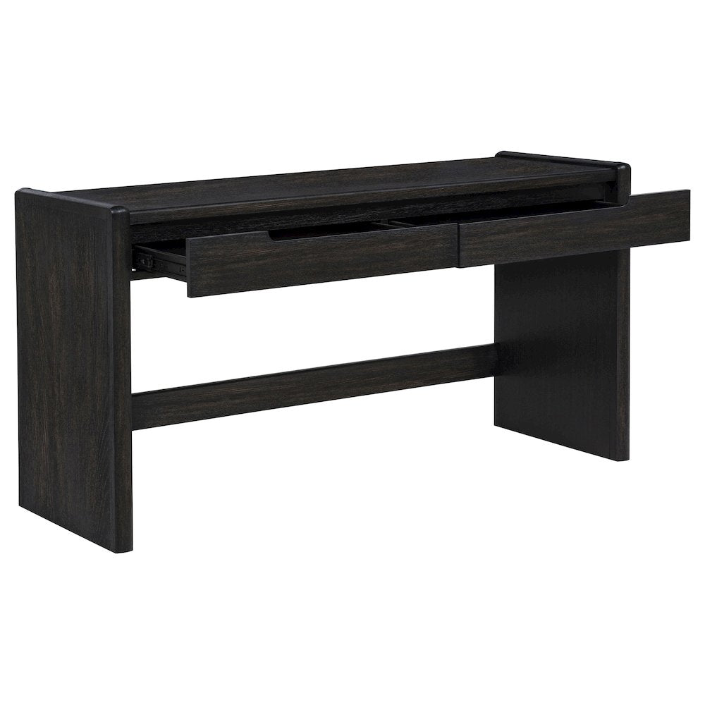 Leandro 2-drawer Home Office Writing Desk Burnished Black
