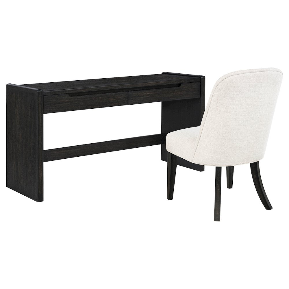 Leandro 2-drawer Home Office Writing Desk Burnished Black