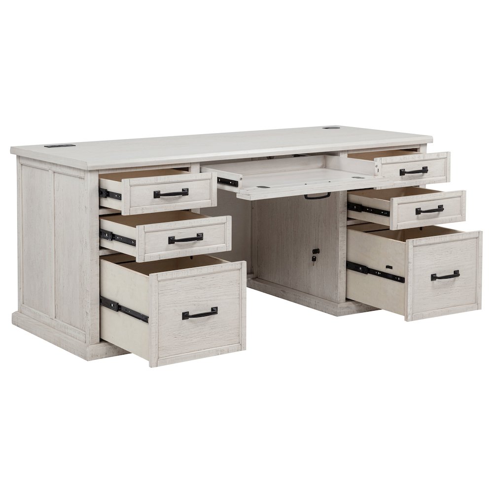Altidore 68-inch 7-drawer Executive Home Office Desk Distressed White