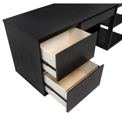 Harkes 75-inch 3-drawer Computer Desk with Adjustable Shelf Coffee Bean