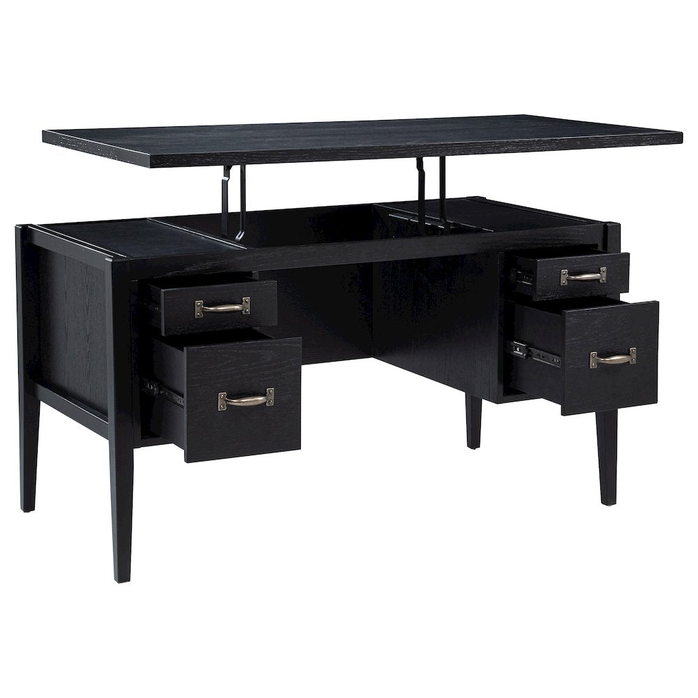 Graham 54-inch 4-drawer Double Pedestal Lift Top Computer Desk Black