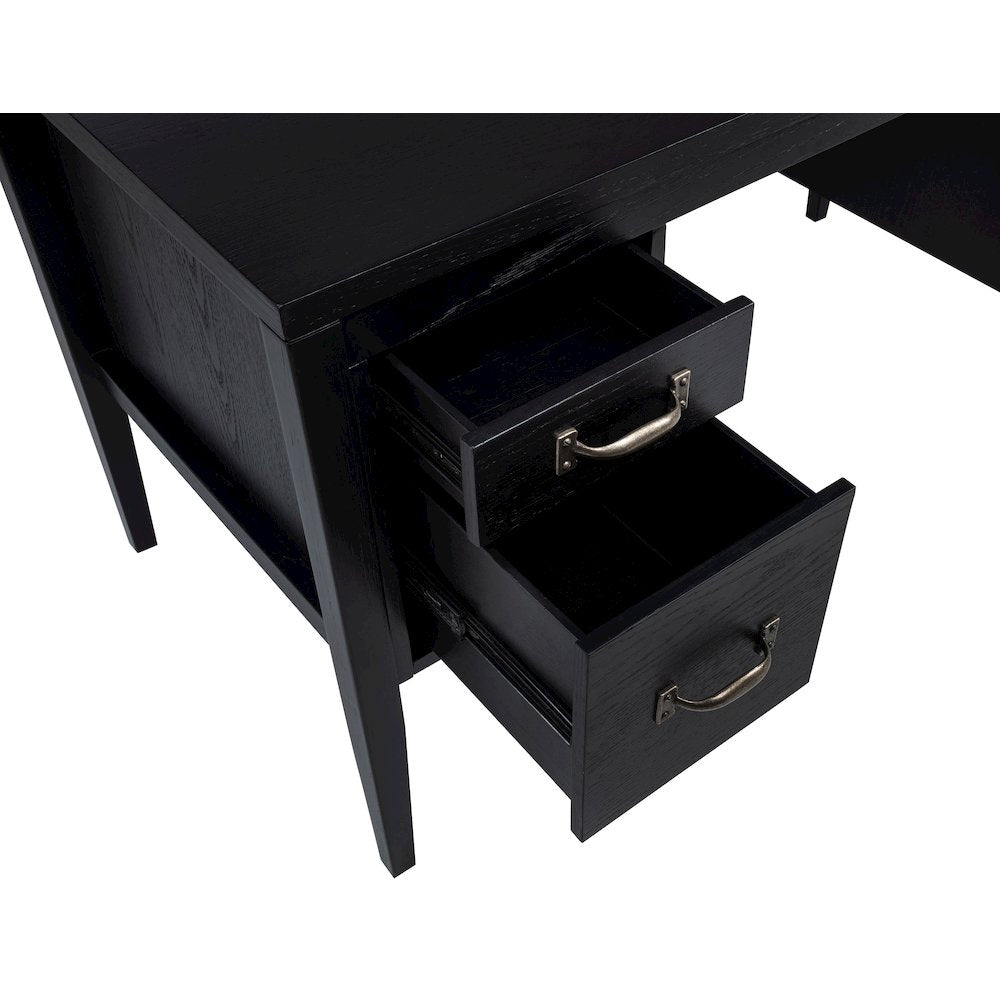 Graham 54-inch 4-drawer Double Pedestal Lift Top Computer Desk Black