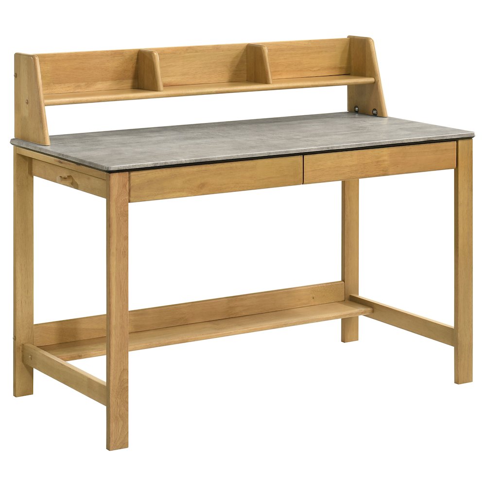 Besler 47-inch SmartTop Writing Desk with Shelf Cement and Natural