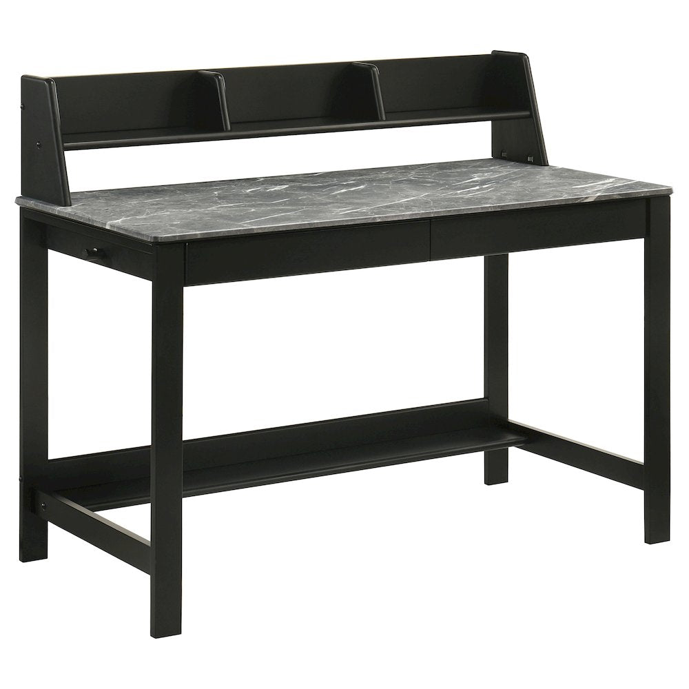 Besler 47-inch SmartTop Writing Desk with Shelf Grey Stone and Black
