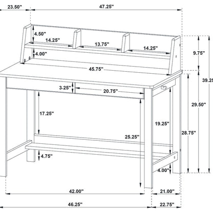 Besler 47-inch SmartTop Writing Desk with Shelf Grey Stone and Black