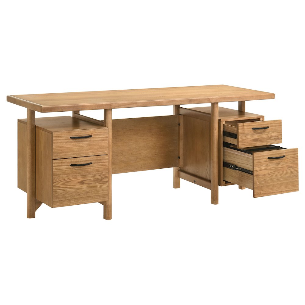 Roldan 69-inch 4-drawer Computer Desk with File Drawer Light Ash