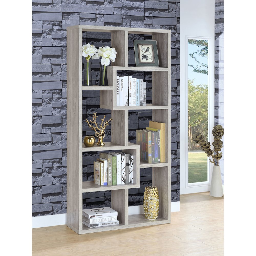 Theo 71-inch 6-shelf Bookshelf Grey Driftwood