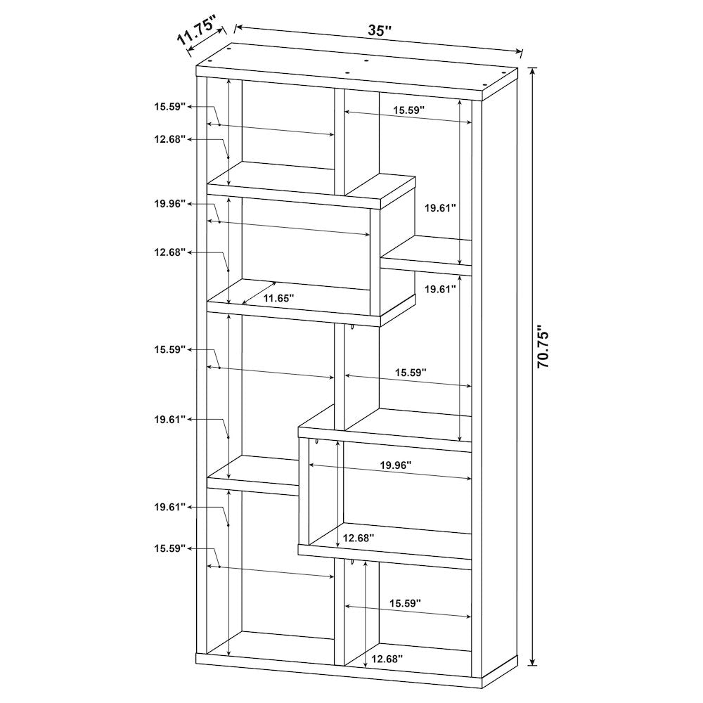 Theo 71-inch 6-shelf Bookshelf Grey Driftwood