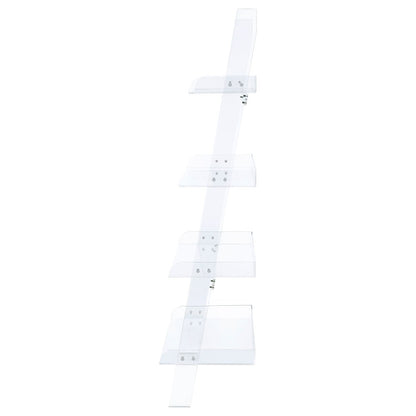 Amaturo 72-inch 4-shelf Acrylic Ladder Bookshelf Clear